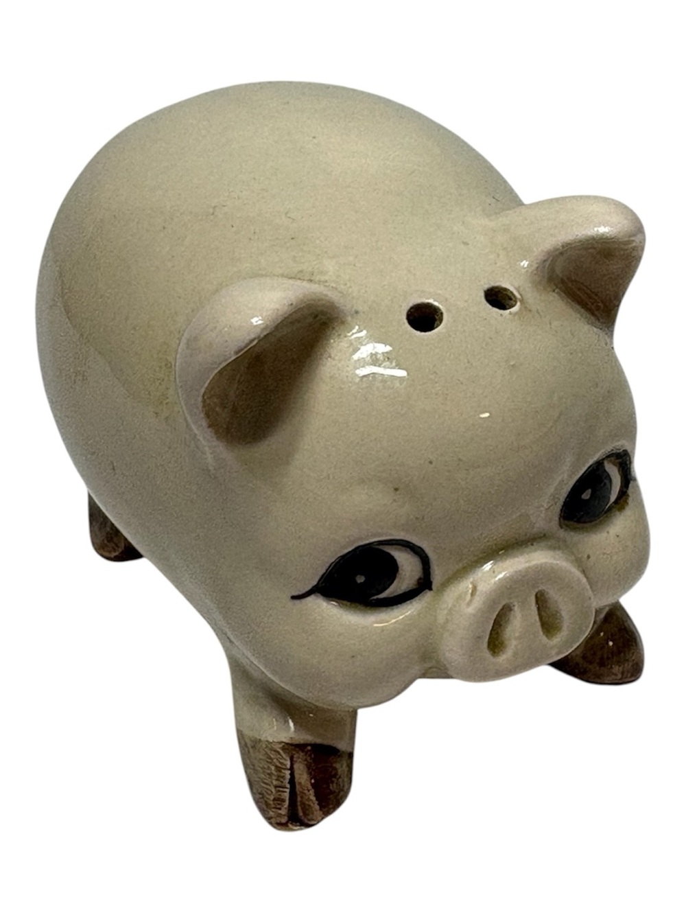 Otagiri OMC Japan Ceramic Pig Pepper Shaker with Brown Accents GY18